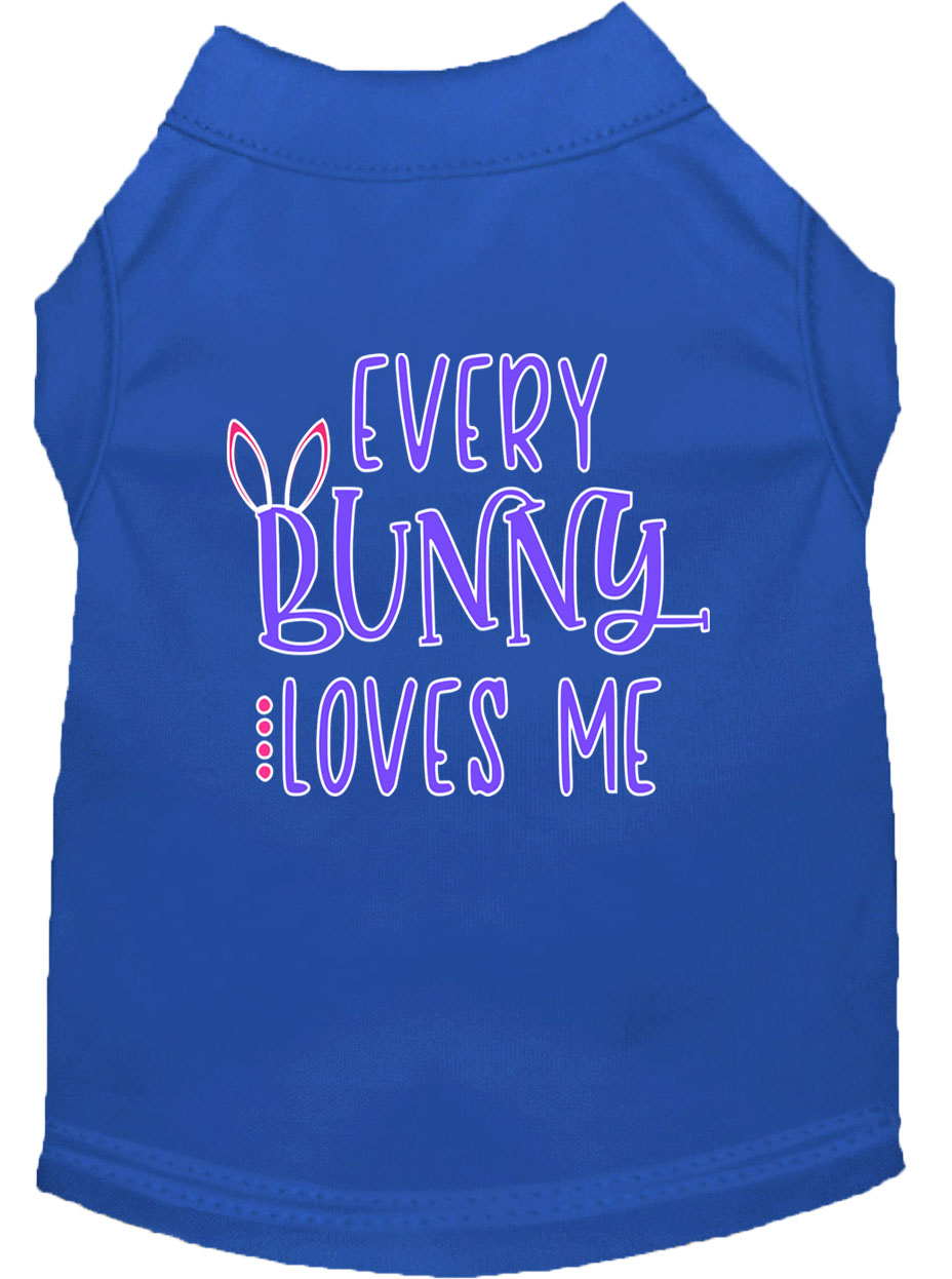 Every Bunny Loves me Screen Print Dog Shirt Blue Lg